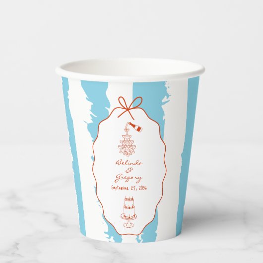 Whimsical Stripes Handwritten Painted Wedding  Papieren Bekers (Voorkant)