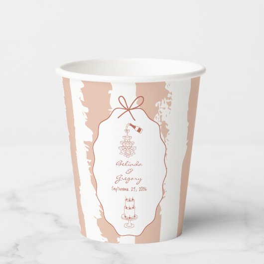 Whimsical Stripes Handwritten Painted Wedding  Papieren Bekers (Voorkant)