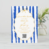 Whimsical Stripes Handwritten Painted Wedding  Save The Date (Staand voorkant)