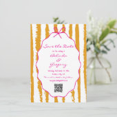 Whimsical Stripes Handwritten Painted Wedding  Save The Date (Staand voorkant)
