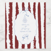 Whimsical Stripes Handwritten Painted Wedding  Wijn Etiket (Enkel label)
