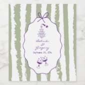 Whimsical Stripes Handwritten Painted Wedding  Wijn Etiket (Enkel label)