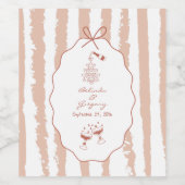 Whimsical Stripes Handwritten Painted Wedding Wijn Etiket (Enkel label)
