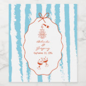 Whimsical Stripes Handwritten Painted Wedding  Wijn Etiket (Enkel label)