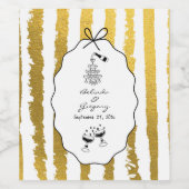 Whimsical Stripes Handwritten Painted Wedding  Wijn Etiket (Enkel label)