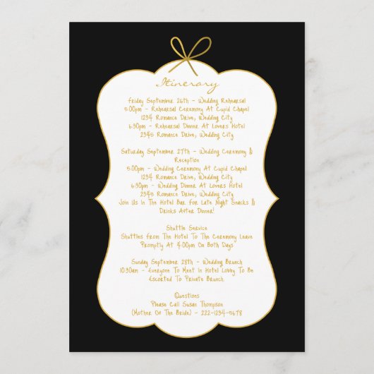 Whimsical Stripes Handwritten Wedding Itinerary Programmakaart (Achterkant)