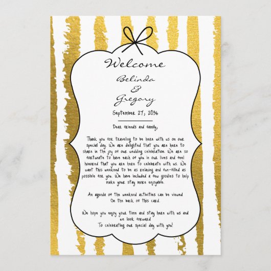 Whimsical Stripes Handwritten Wedding Itinerary Programmakaart (Voorkant)