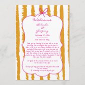 Whimsical Stripes Handwritten Wedding Itinerary Programmakaart (Voorkant)