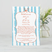 Whimsical Stripes Handwritten Wedding Itinerary Programmakaart (Staand voorkant)