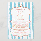 Whimsical Stripes Handwritten Wedding Itinerary Programmakaart (Voorkant)