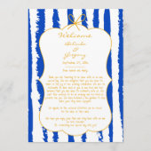 Whimsical Stripes Handwritten Wedding Itinerary Programmakaart (Voorkant)