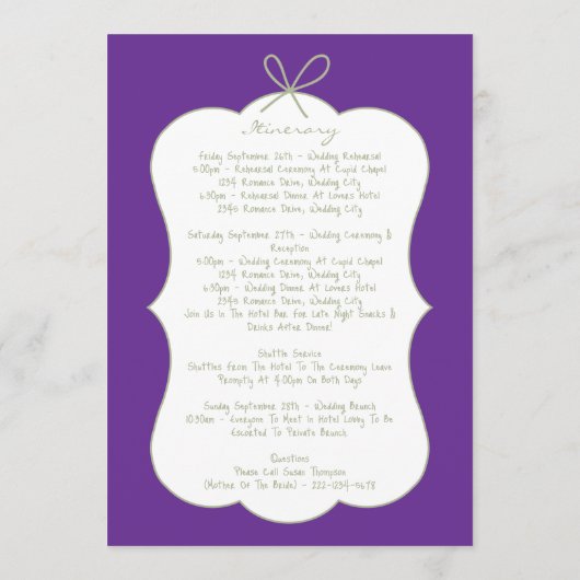 Whimsical Stripes Handwritten Wedding Itinerary Programmakaart (Achterkant)