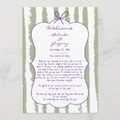 Whimsical Stripes Handwritten Wedding Itinerary Programmakaart (Voorkant)