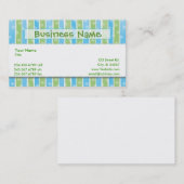 Whimsical Stripes visitekaartje blauw groen (Voorkant / Achterkant)