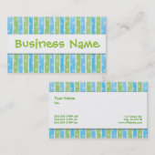 Whimsical Stripes visitekaartje blauw groen 2 (Voorkant / Achterkant)