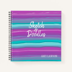 Whimsical Stripes Waterverf Custom  Notitieboek