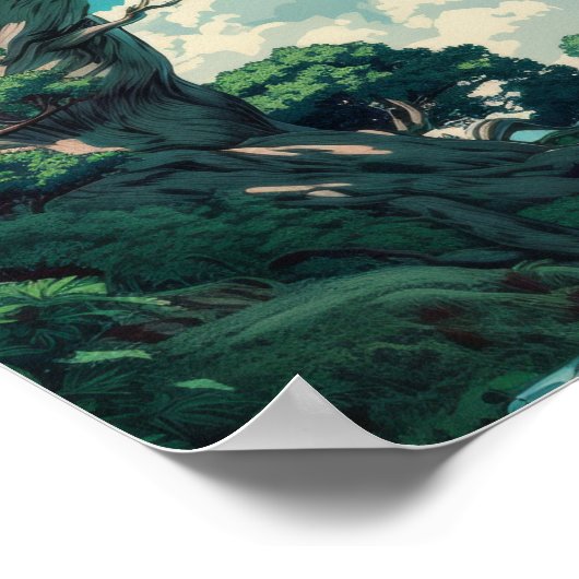 Whimsical Studio Ghibli Geïnspireerd Boom en Fox P Poster (Hoek)