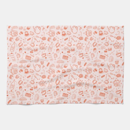 Whimsical Style Tea Party Doodle Theedoek (Horizontaal)