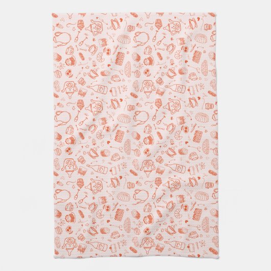 Whimsical Style Tea Party Doodle Theedoek (Verticaal)