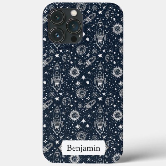 Whimsical Stylish Stars Rocket Spaceship Custom Case-Mate iPhone Case (Achterkant)