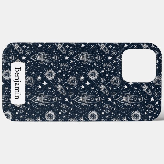 Whimsical Stylish Stars Rocket Spaceship Custom Case-Mate iPhone Case (Achterkant (horizontaal))