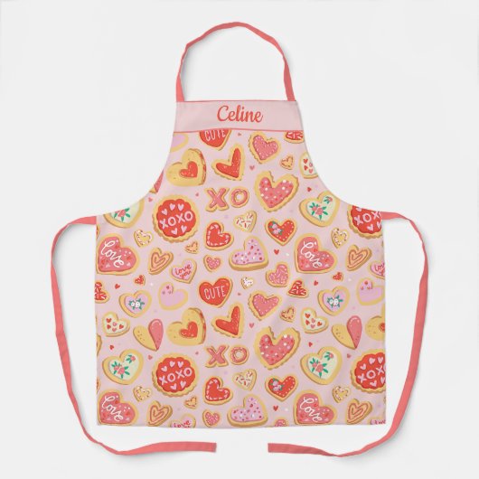 Whimsical Sugar Cookie Heart Design in het roze Schort (Voorkant)