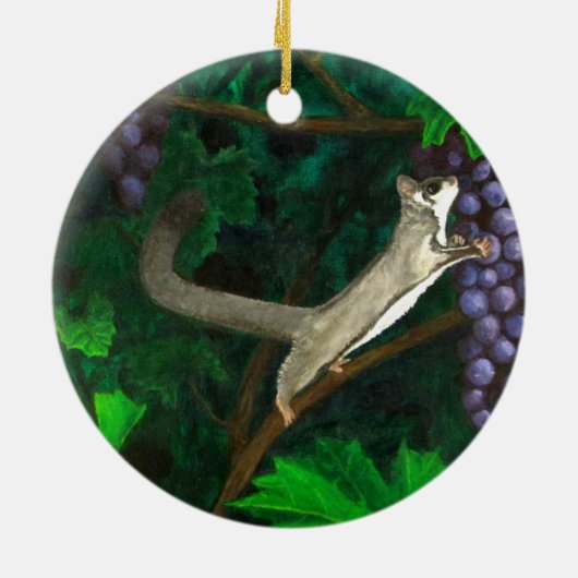 Whimsical Sugar Glider in Grape Vines Keramisch Ornament (Achterkant)