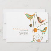 Whimsical Summer Birds and Swirls Wedding Invite Kaart (Achterkant)