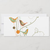 Whimsical Summer Birds and Swirls Wedding Invite Kaart (Achterkant)