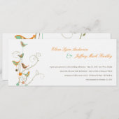 Whimsical Summer Birds and Swirls Wedding Invite Kaart (Voorkant / Achterkant)