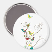 Whimsical Summer Birds Swirls Moderne Natuur Vines Magneet (Voorkant / Achterkant)