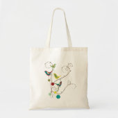 Whimsical Summer Birds Swirls Moderne Natuur Vines Tote Bag (Voorkant)