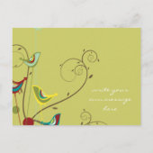 Whimsical Summer Birds Swirls Moderne Natuur Vines Uitnodiging Briefkaart (Achterkant)