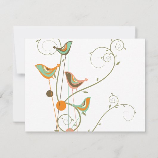 Whimsical Summer Birds & Swirls Save The Date Kaar Kaart (Achterkant)