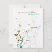 Whimsical Summer Birds & Swirls Wedding RSVP Card (Voorkant)
