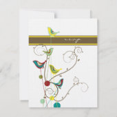 Whimsical Summer Birds & Swirls Wedding RSVP Card (Achterkant)