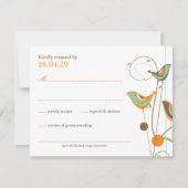 Whimsical Summer Birds & Swirls Wedding RSVP Kaart (Voorkant)