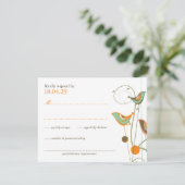 Whimsical Summer Birds & Swirls Wedding RSVP Kaart (Staand voorkant)