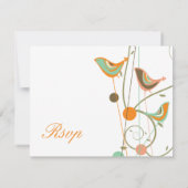 Whimsical Summer Birds & Swirls Wedding RSVP Kaart (Achterkant)