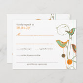 Whimsical Summer Birds & Swirls Wedding RSVP Kaart (Voorkant / Achterkant)