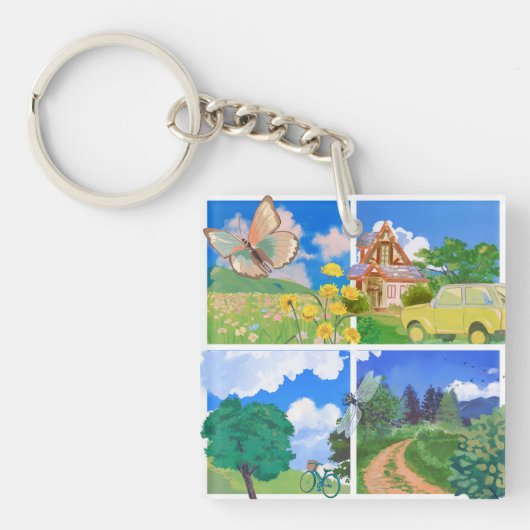 Whimsical Summer Countryside Sleutelhanger (voorkant)