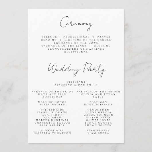 Whimsical Summer Floral Wedding Programmakaart (Achterkant)