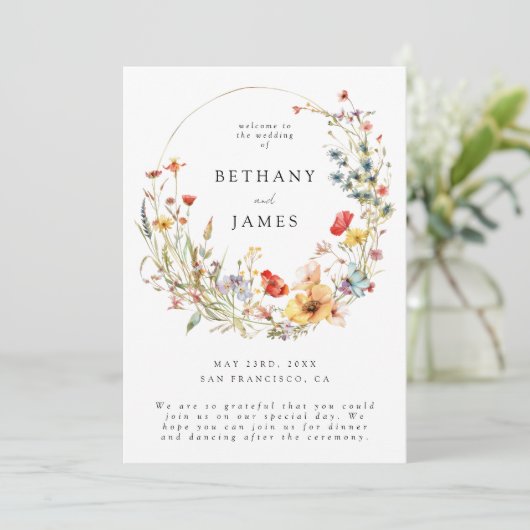 Whimsical Summer Floral Wedding Programmakaart (Staand voorkant)