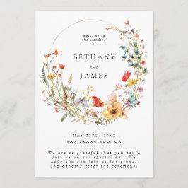 Whimsical Summer Floral Wedding Programmakaart