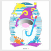 Whimsical Summer Snorkel Gnome Sticker (Vel)