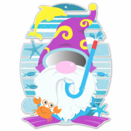 Whimsical Summer Snorkel Gnome Sticker