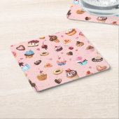 Whimsical Summer Sweets Waterverf Kartonnen Onderzetters (Schuin)