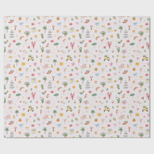 Whimsical Summer Watercolor Pattern Cadeaupapier (Vlak)