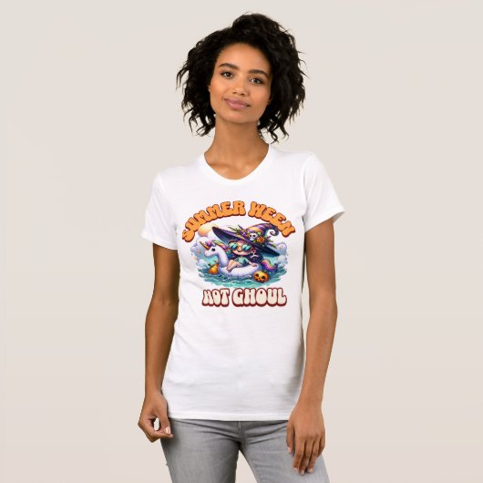 Whimsical Summerween Ghoul on Unicorn Float T-shirt (Voorkant volledig)