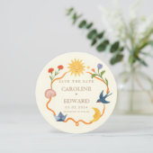 Whimsical Sun and Moon Round Save the Date  Kaart (Staand voorkant)